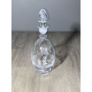 Vintage Leaded Glass Decanter, Etched Grapes & Leaves, 9‎ inches